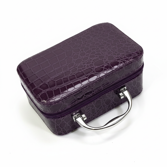 Purple Croco Vanity Case - White Background Closed